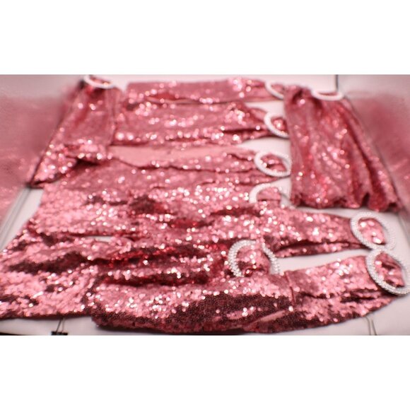 Lot 10 Pink Sequin Chair Sashes Rhinestone Buckles Parties Decor Wedding Events - Picture 2 of 10